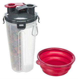 Trixie Honden Drink- en Voerfles met Reisbak – 2 x 350 ml – Kunststof & Siliconen – Voor Wandelen en Reizen