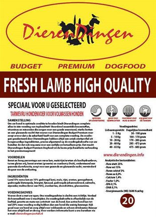 Merkloos Budget Premium Dogfood Fresh Lamb High Quality