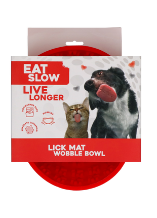 Eat Slow Live Longer Lick Mat Wobble Bowl Rood