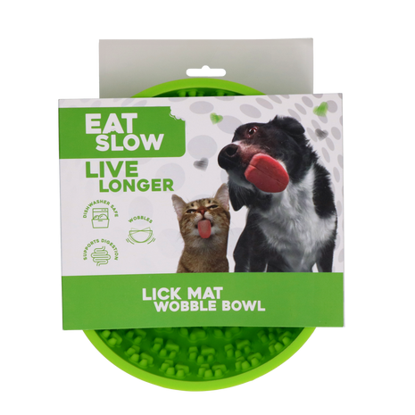 Eat Slow Live Longer Lick Mat Wobble Bowl Groen