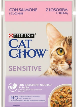 Purina Cat Chow Sensitive Łosoś saszetki 3+1 GRATIS 4x85g