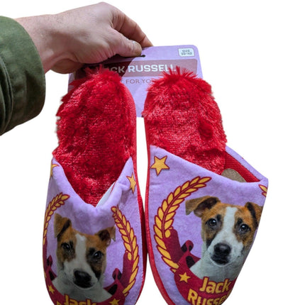 Merkloos Pantoffel Jack Russel Roze / Fuchsia