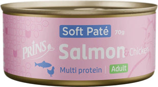 Prins Soft Paté Salmon & Chicken – Graanvrije Natuurlijke Kattenvoeding met Zalm en Kip (24x70g)