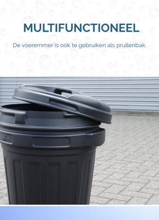 Voerton met draaisluiting 70 liter Zwart