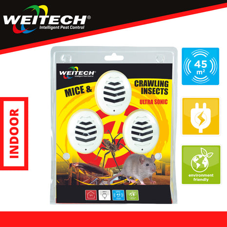 Weitech Ultrasone Ongediertebestrijder WK3523 – Set van 3 (45 m²)