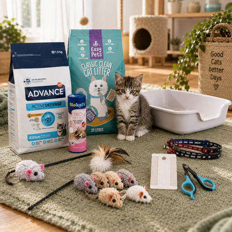 Startpakket voor een nieuwe kitten – complete basisset
