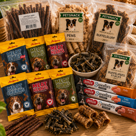 Fidello maandsnackpakket voor honden – gevarieerde traktaties voor een hele maand - 2 kg